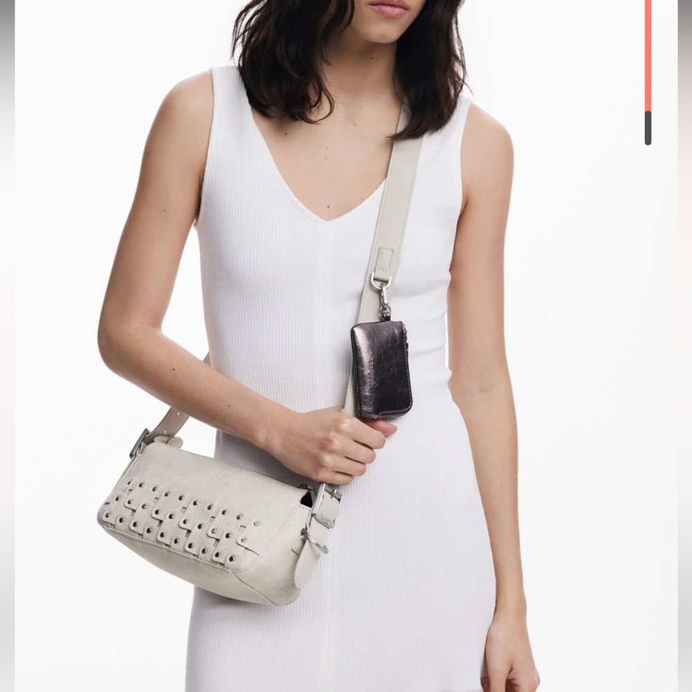 Desigual Cream Studded Shoulder Bag